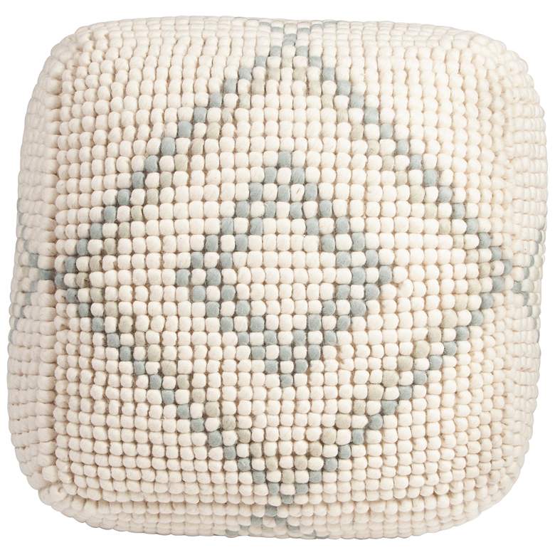Image 5 Cream New Zealand Pouf with Blue & Green Accents more views