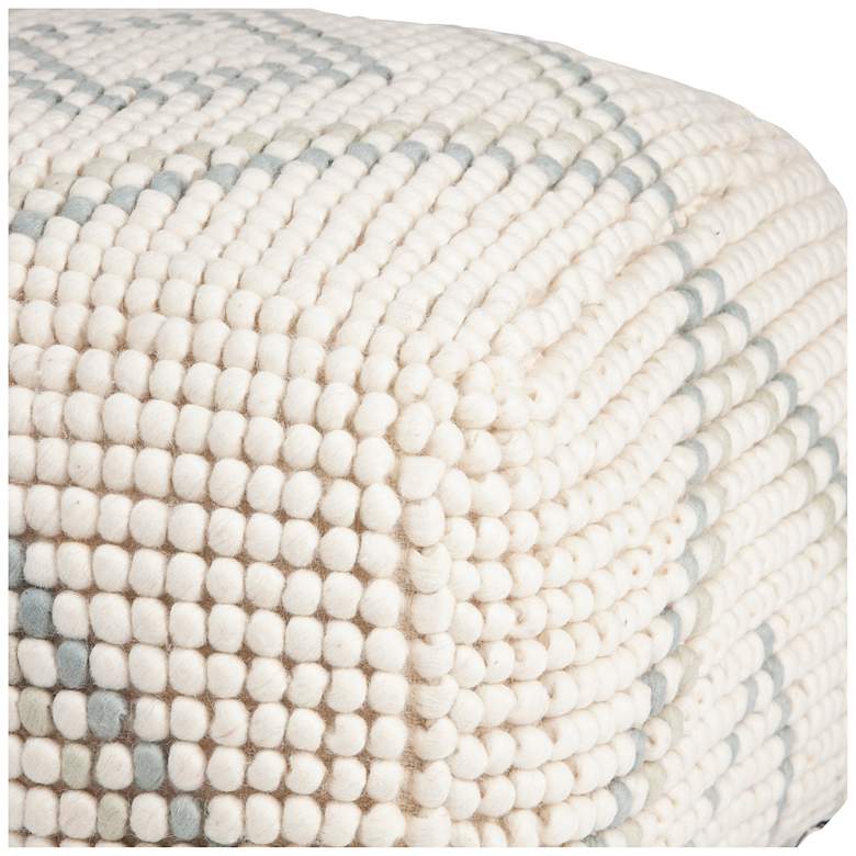 Image 7 Cream New Zealand Pouf with Blue & Green Accents more views