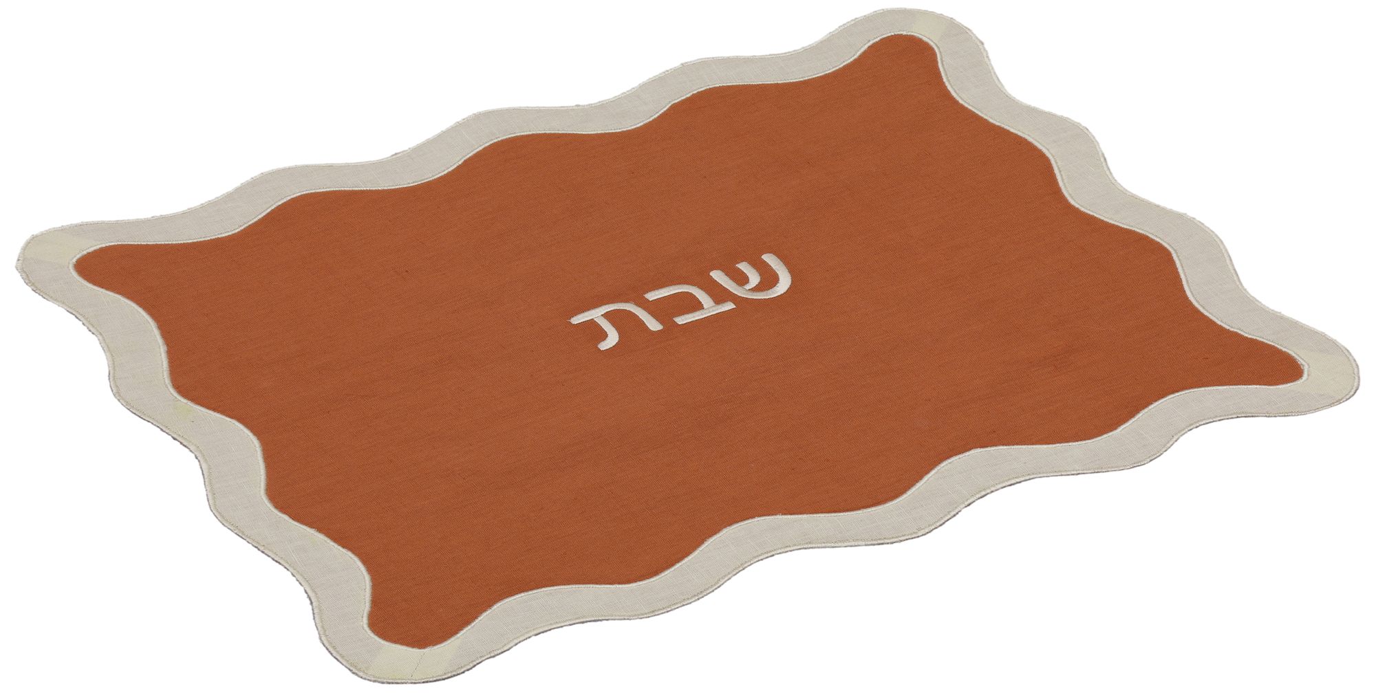 Thumbnail2 of Cream on Rust Organic Cotton / Linen Wavy Challah Cover more views