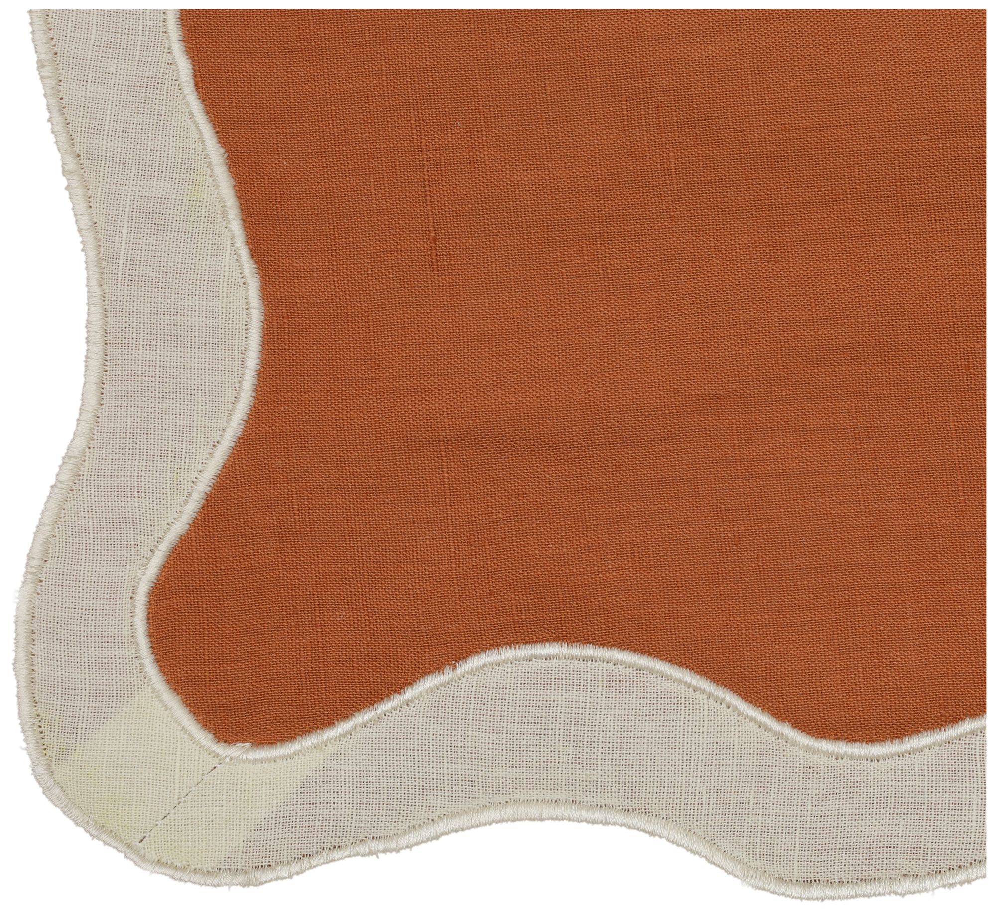 Thumbnail3 of Cream on Rust Organic Cotton / Linen Wavy Challah Cover more views