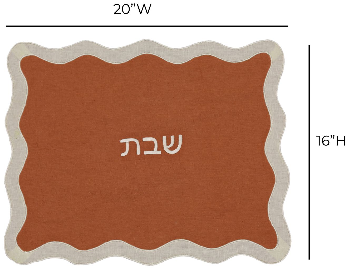 Cream on Rust Organic Cotton / Linen Wavy Challah Cover
