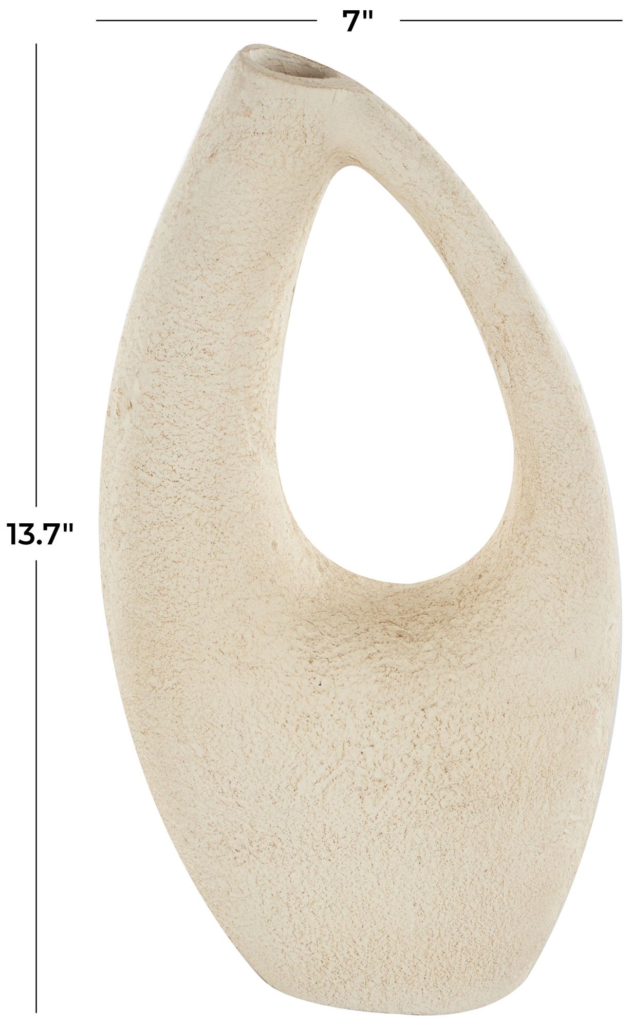 Image 7 Cream Paper Mache Contemporary Vase, 7" x 3" x 14" more views