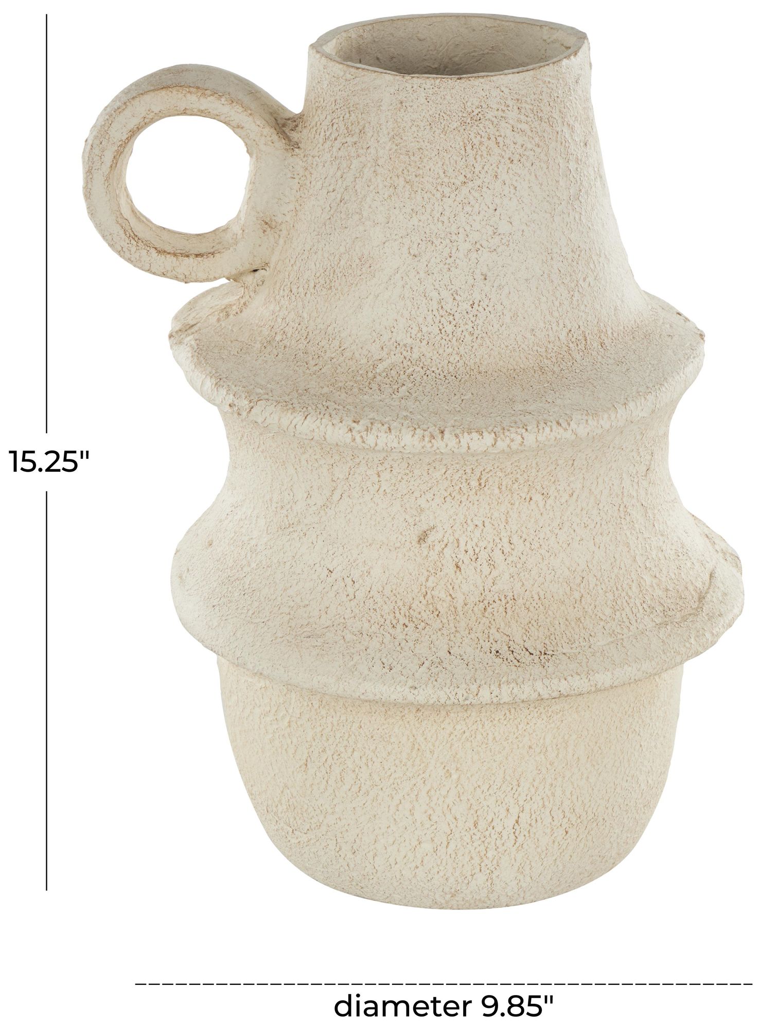 Image 7 Cream Paper Mache Modern Vase, 10" x 10" x 15" more views