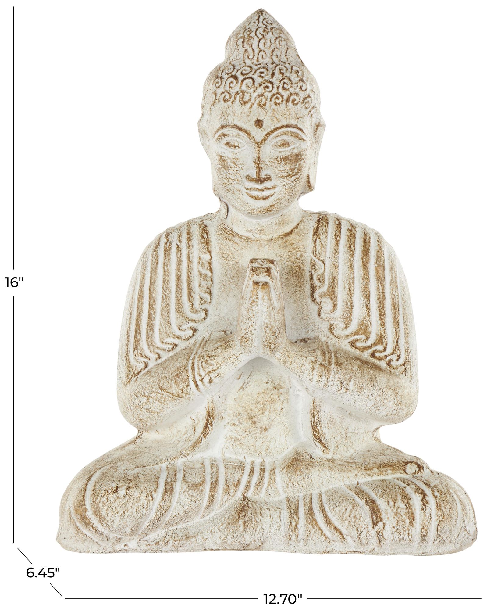 Image 7 Cream Paper Mache Traditional Sculpture, 13" x 6" x 16" more views