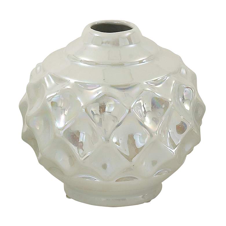 Image 4 Cream Pearl 6 inch High Stoneware Decorative Pots Set of 3 more views