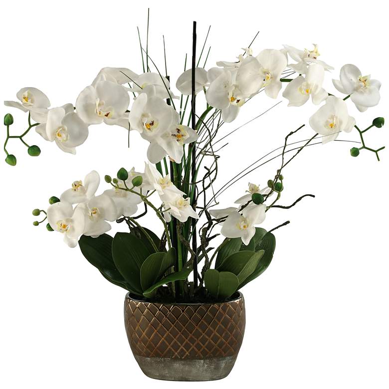 Image 1 Cream Phaleanopsis Orchids 26 inchH Faux Flowers