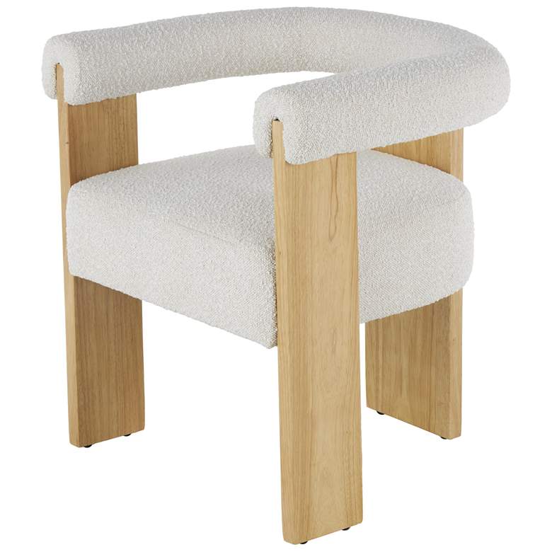 Image 1 Cream Polyester Curved Back Round Boucle Accent Chair, 27" x 23" x 28"