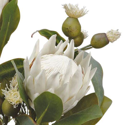 Image 2 Cream Protea and Green Eucalyptus 22"H Faux Flowers in Vase more views