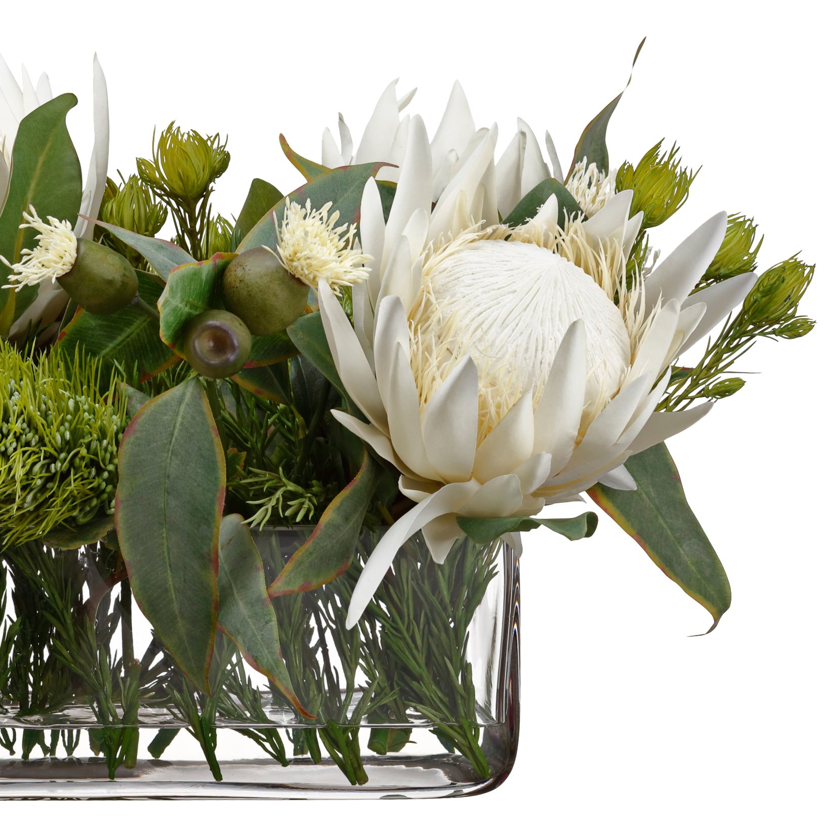 Image 2 Cream Protea and Green Eucalyptus 23"W Faux Flowers in Vase more views