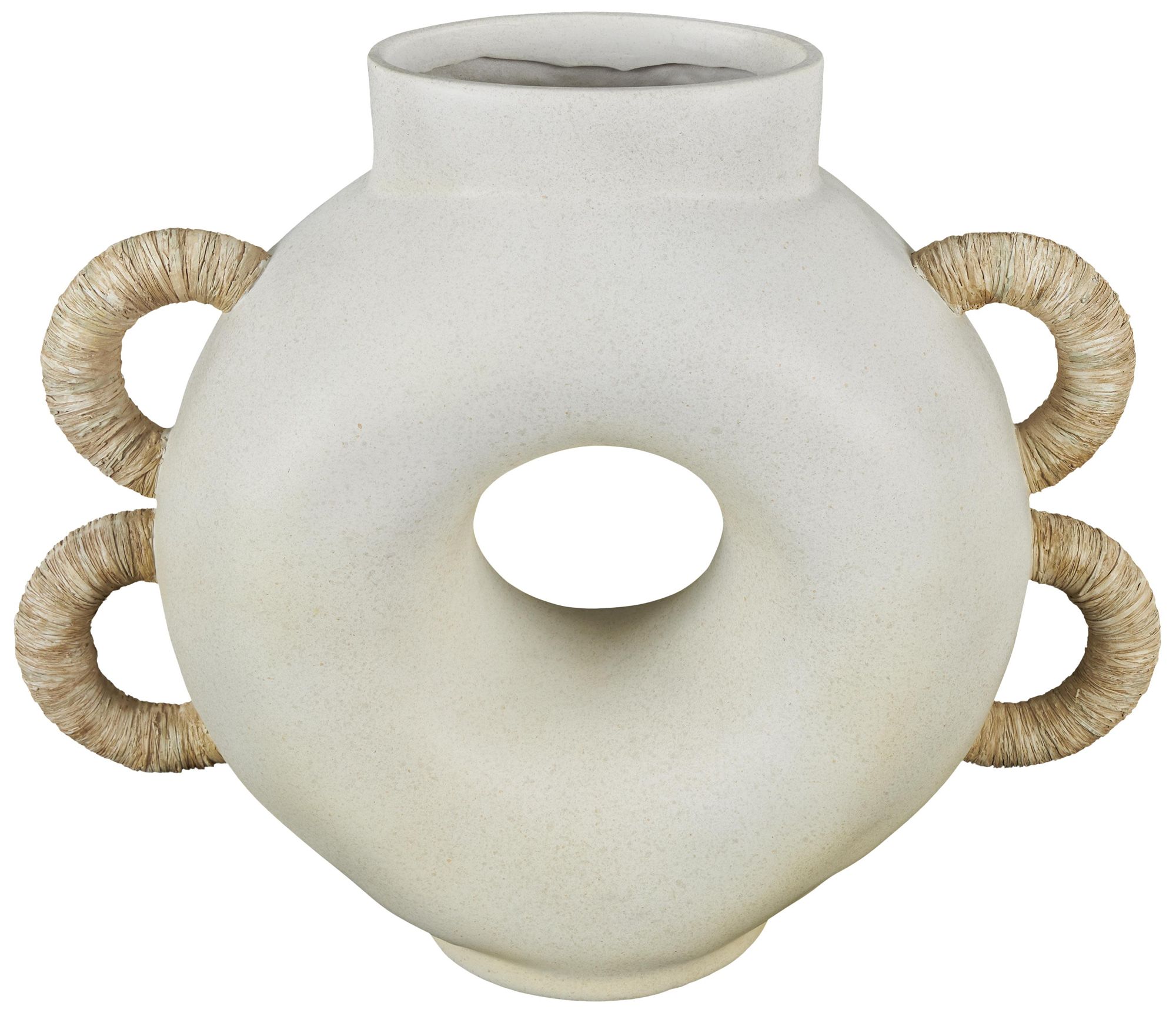 Image 2 Cream Resin Contemporary Vase, 16" x 6" x 13"