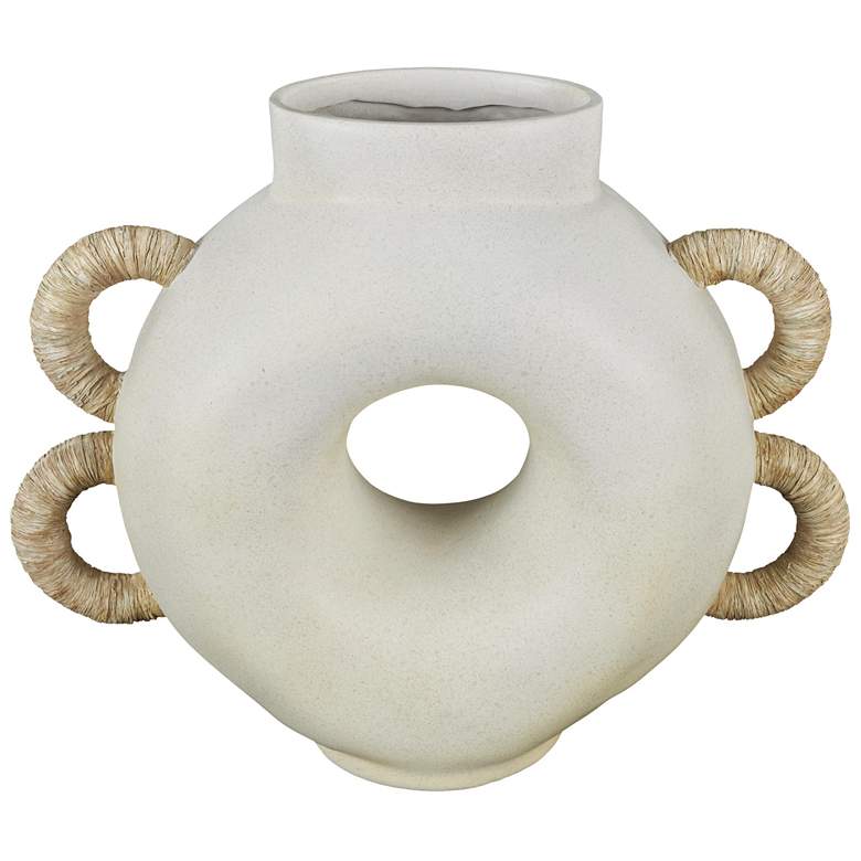 Image 2 Cream Resin Contemporary Vase, 16" x 6" x 13"