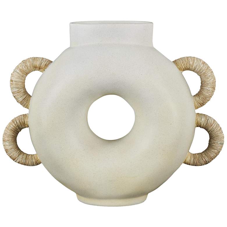 Image 5 Cream Resin Contemporary Vase, 16" x 6" x 13" more views