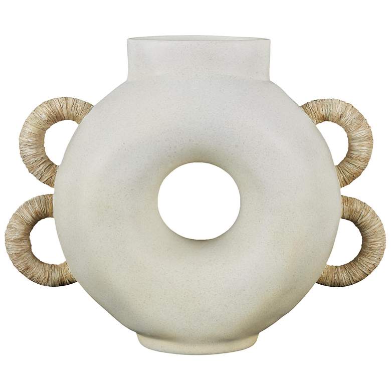 Image 6 Cream Resin Contemporary Vase, 16" x 6" x 13" more views