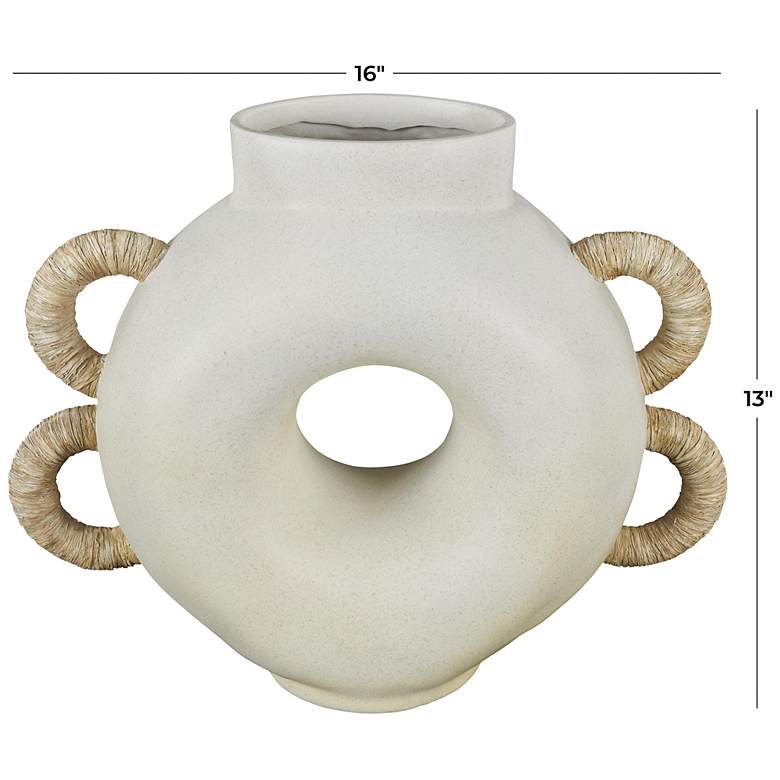 Image 7 Cream Resin Contemporary Vase, 16" x 6" x 13" more views