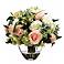 Cream Rose and Hydrangea 13" High Faux Flower Arrangement