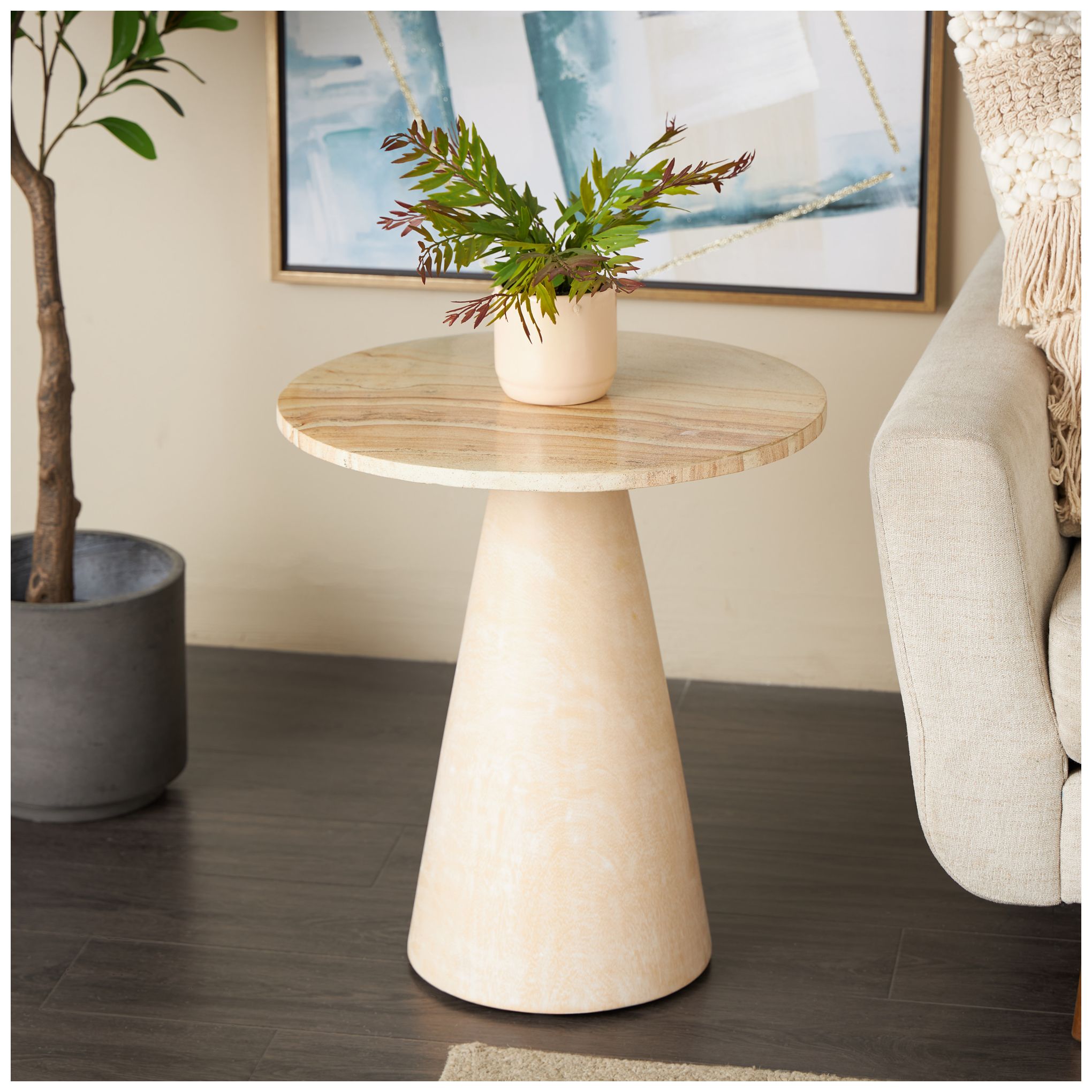 Image 4 Cream Teak Wood Traditional Accent Table more views