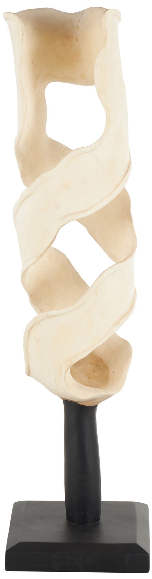 Image 6 Cream Teak Wood Traditional Sculpture, 12" x 11" x 40" more views