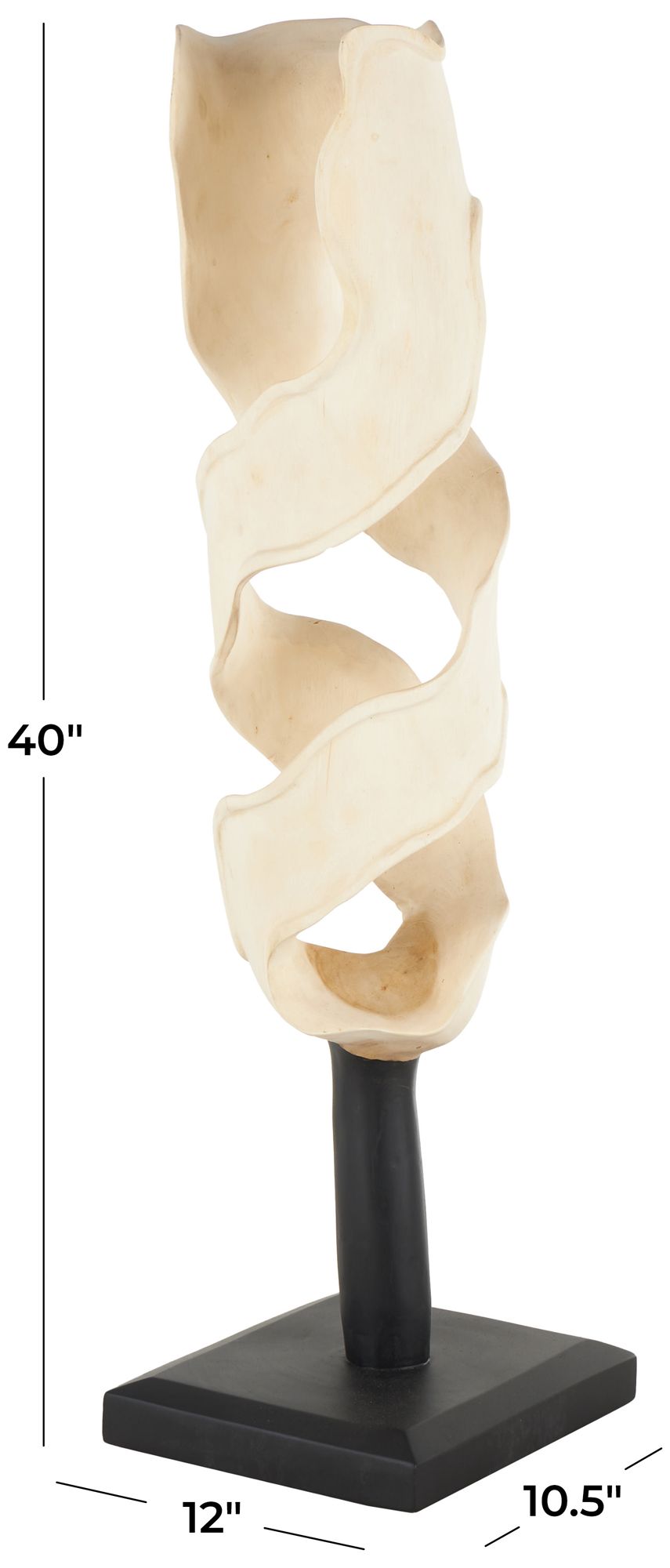 Image 7 Cream Teak Wood Traditional Sculpture, 12" x 11" x 40" more views