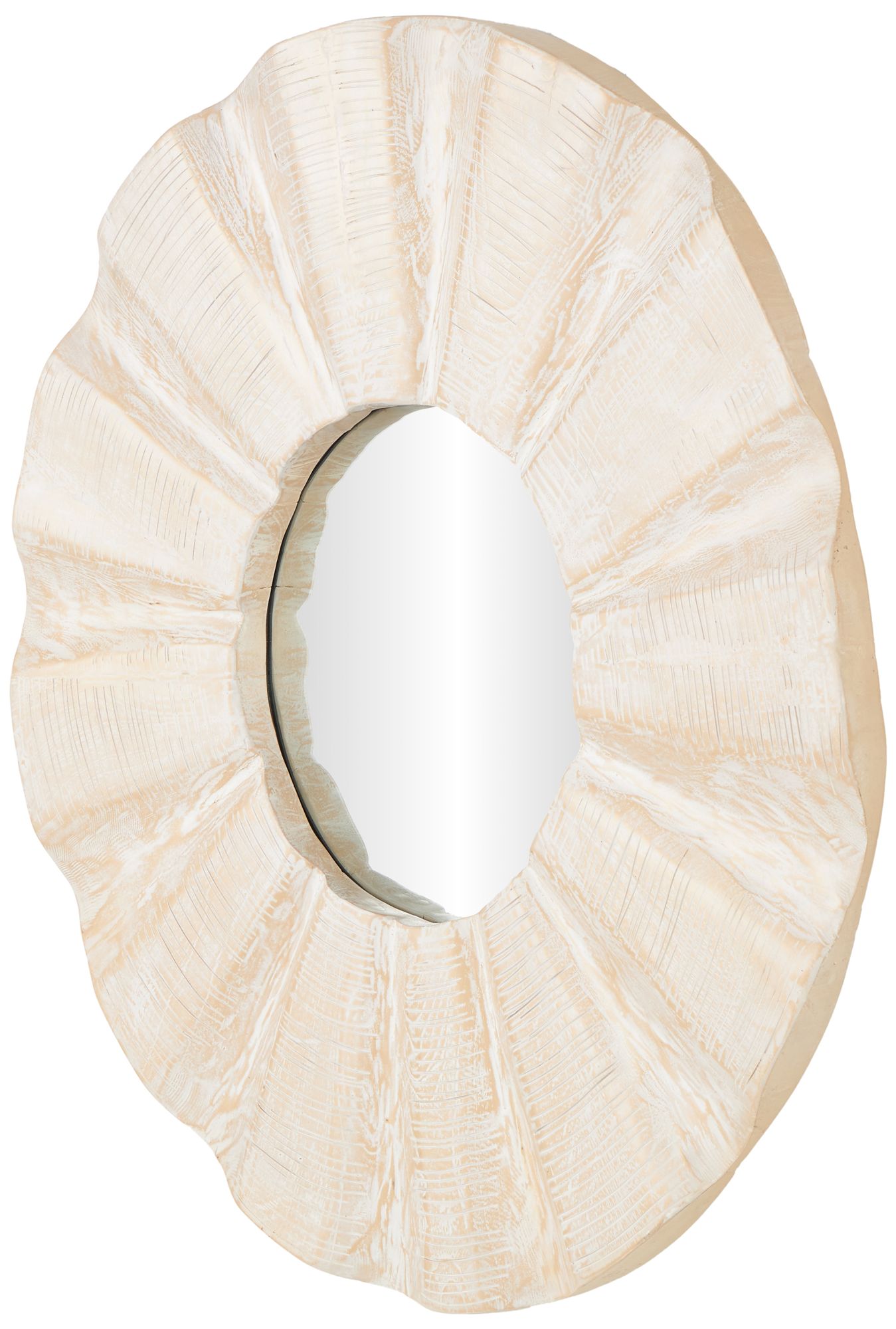 Image 6 Cream Teak Wood Traditional Wall Mirror, 35" x 3" x 35" more views