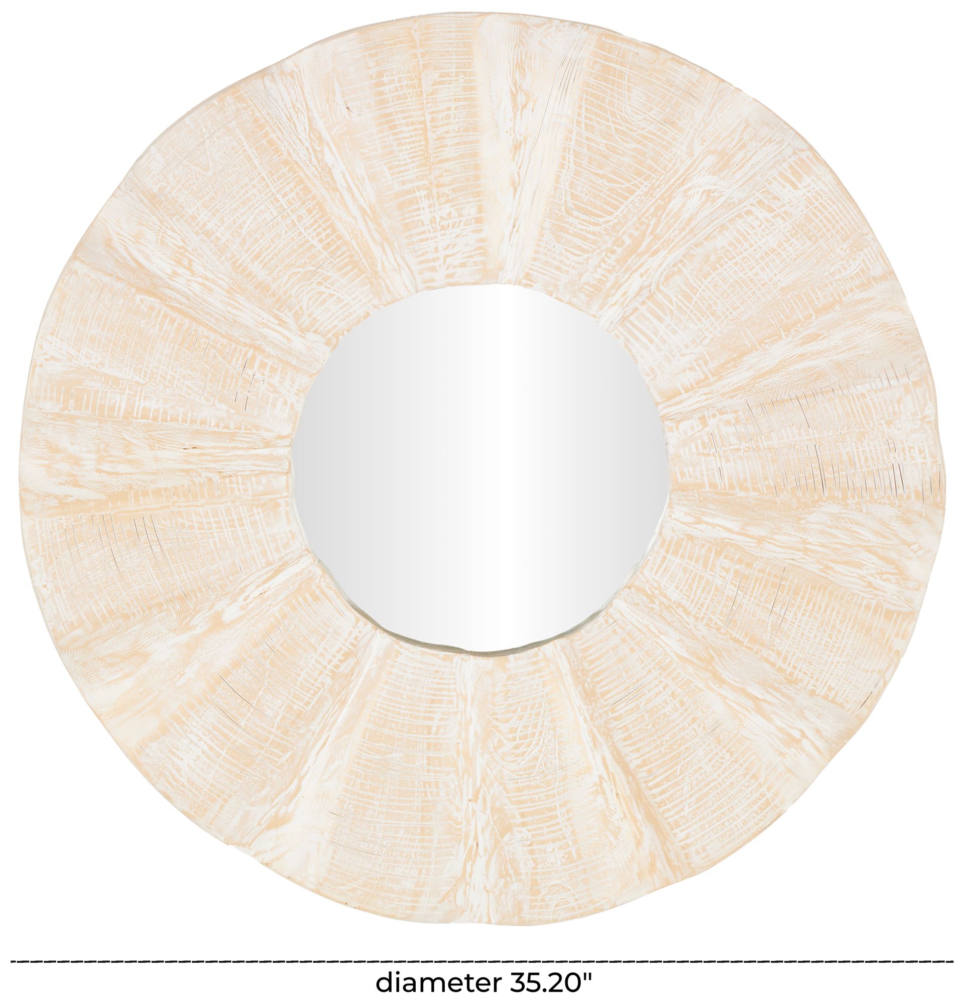 Image 7 Cream Teak Wood Traditional Wall Mirror, 35" x 3" x 35" more views