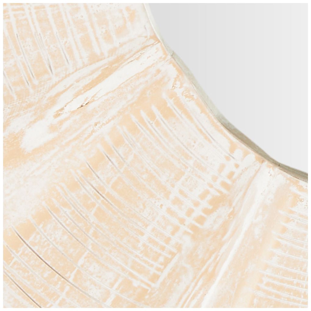 Cream Teak Wood Traditional Wall Mirror, 35" x 3" x 35"