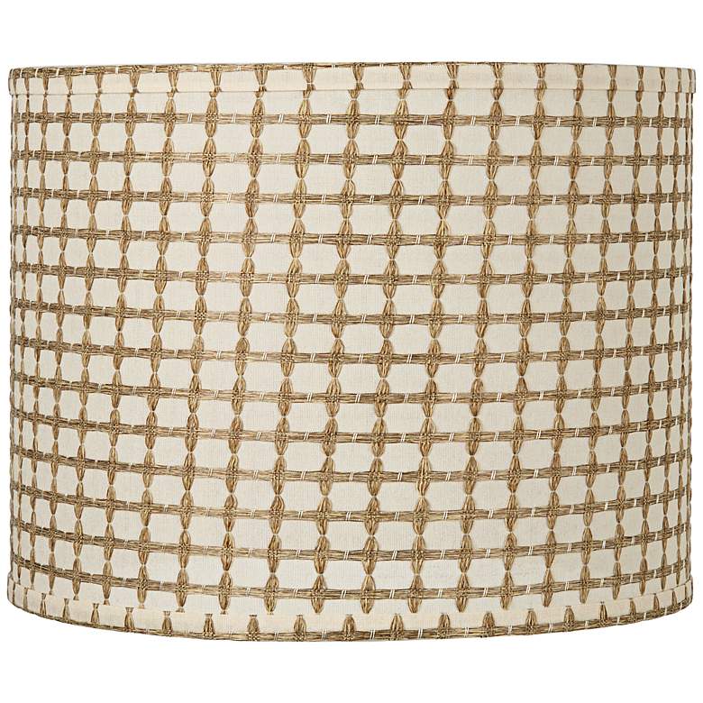 Image 1 Cream with Tan Weave Drum Shade 14x14x11 (Spider)