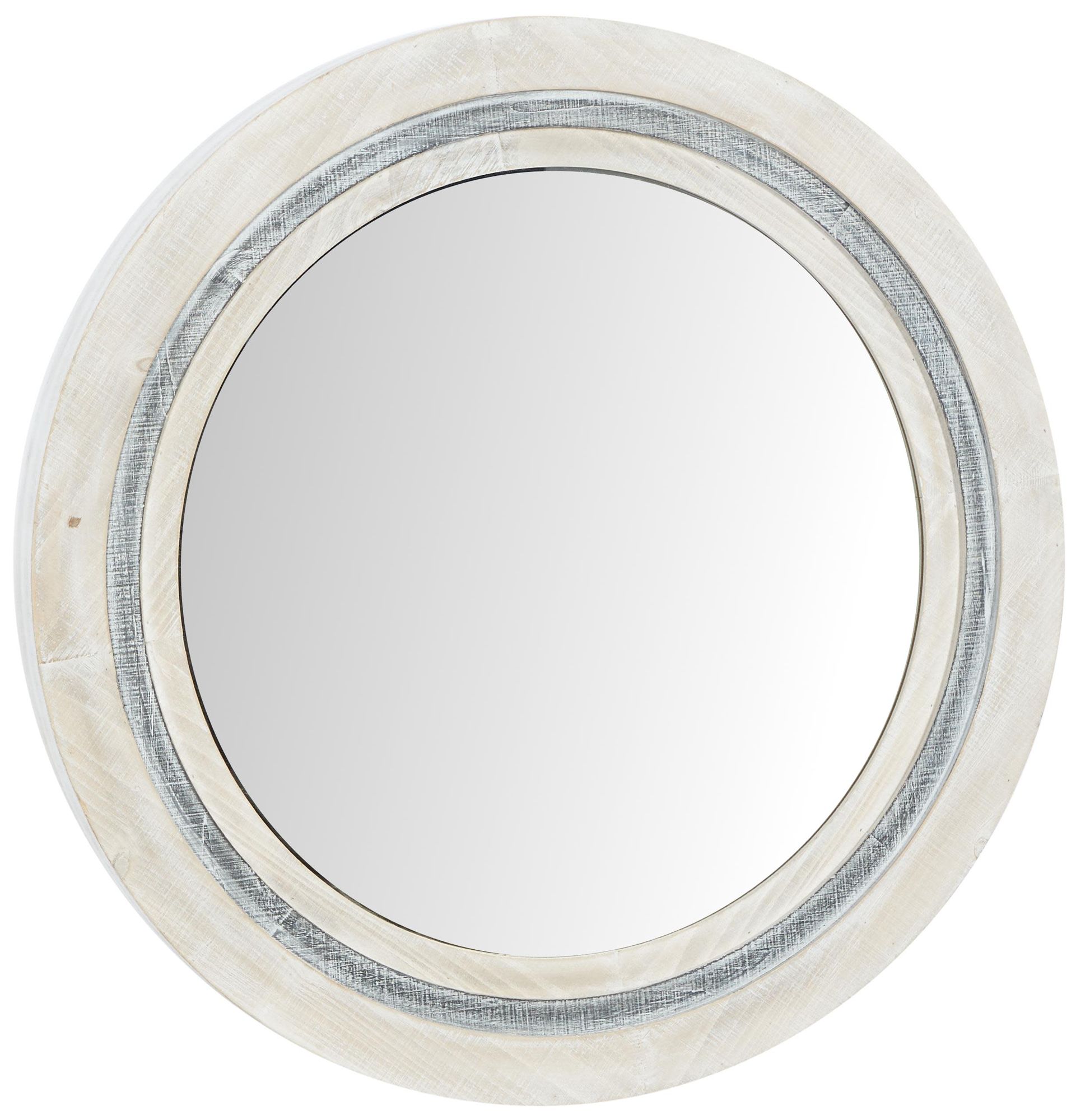 Image 2 Cream Wooden Farmhouse Wall Mirror, 34" x 3" x 34"