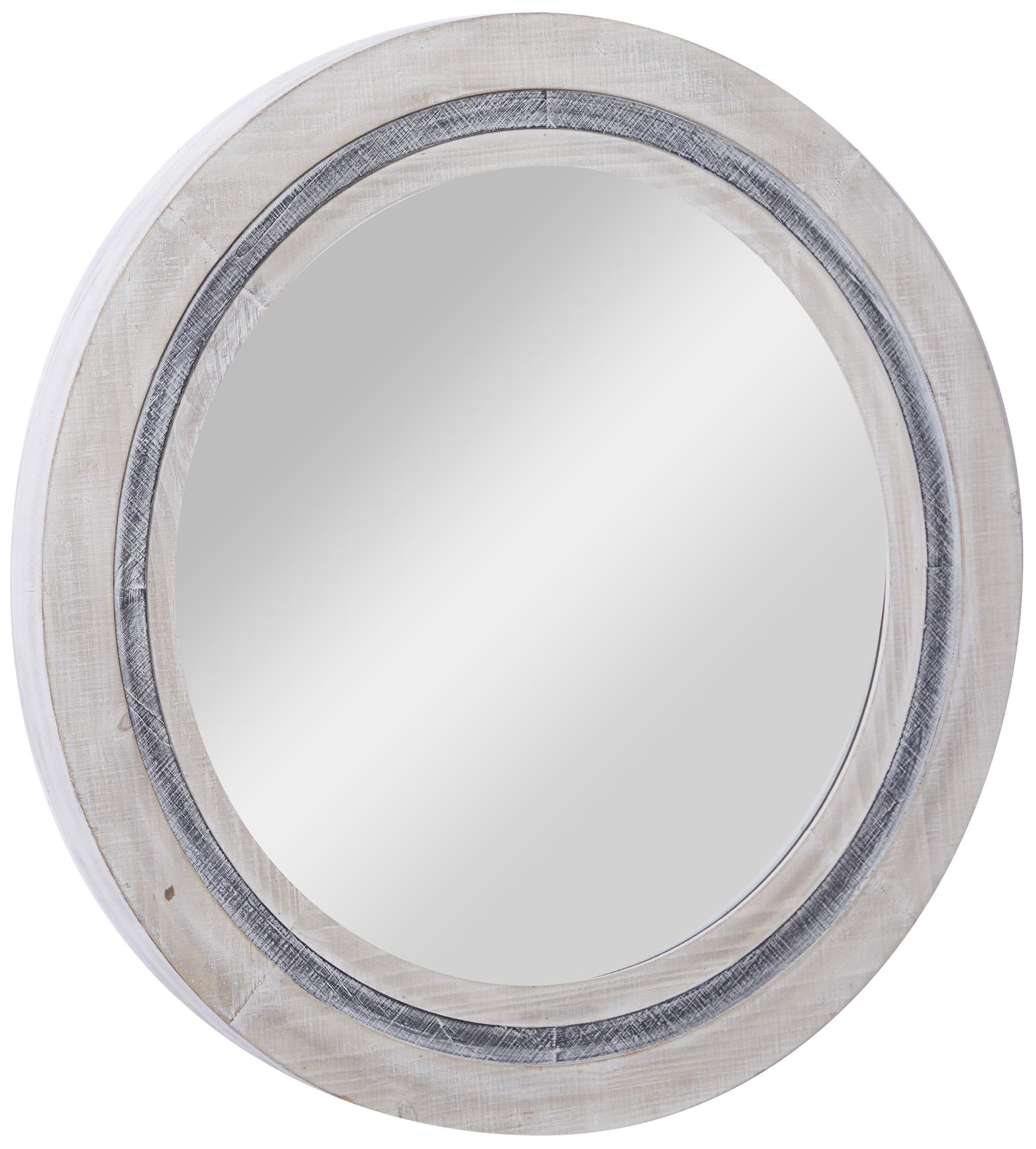 Image 5 Cream Wooden Farmhouse Wall Mirror, 34" x 3" x 34" more views