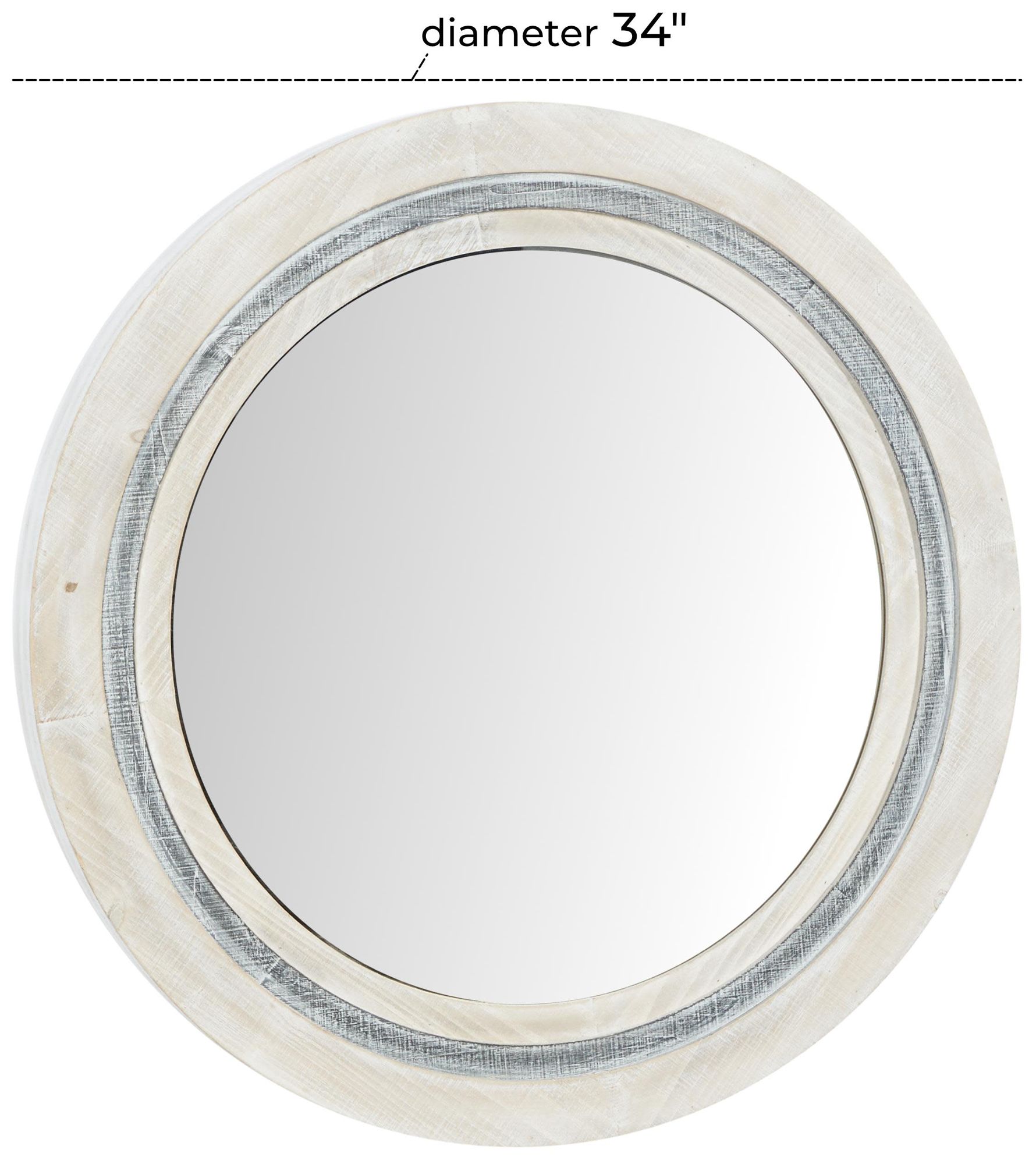 Image 6 Cream Wooden Farmhouse Wall Mirror, 34" x 3" x 34" more views