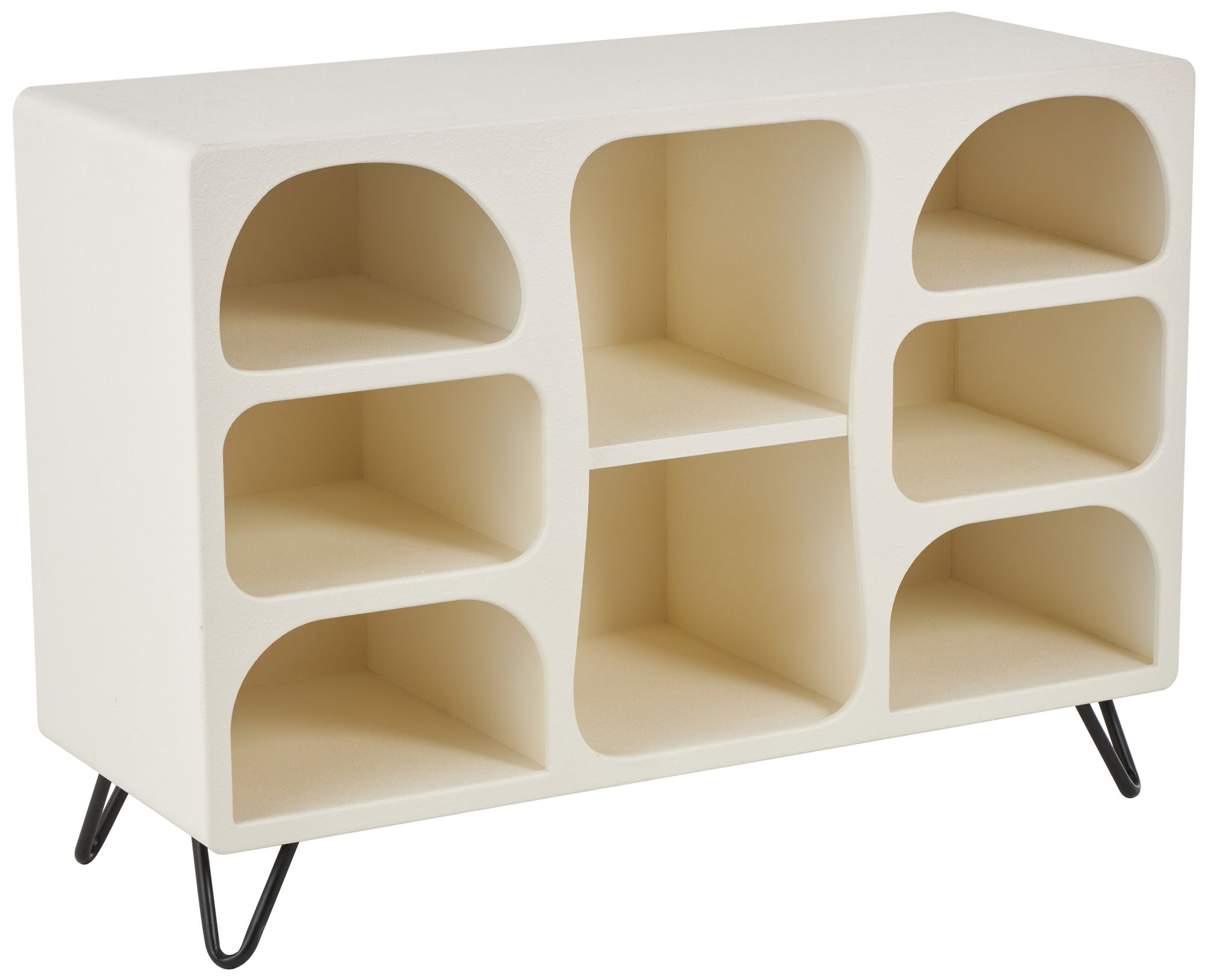 Image 6 Cream Wooden Modern Shelving Unit, 40" x 15" x 28" more views