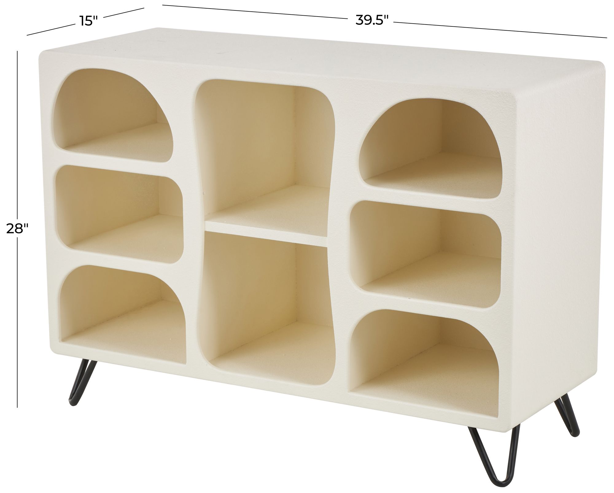 Image 7 Cream Wooden Modern Shelving Unit, 40" x 15" x 28" more views