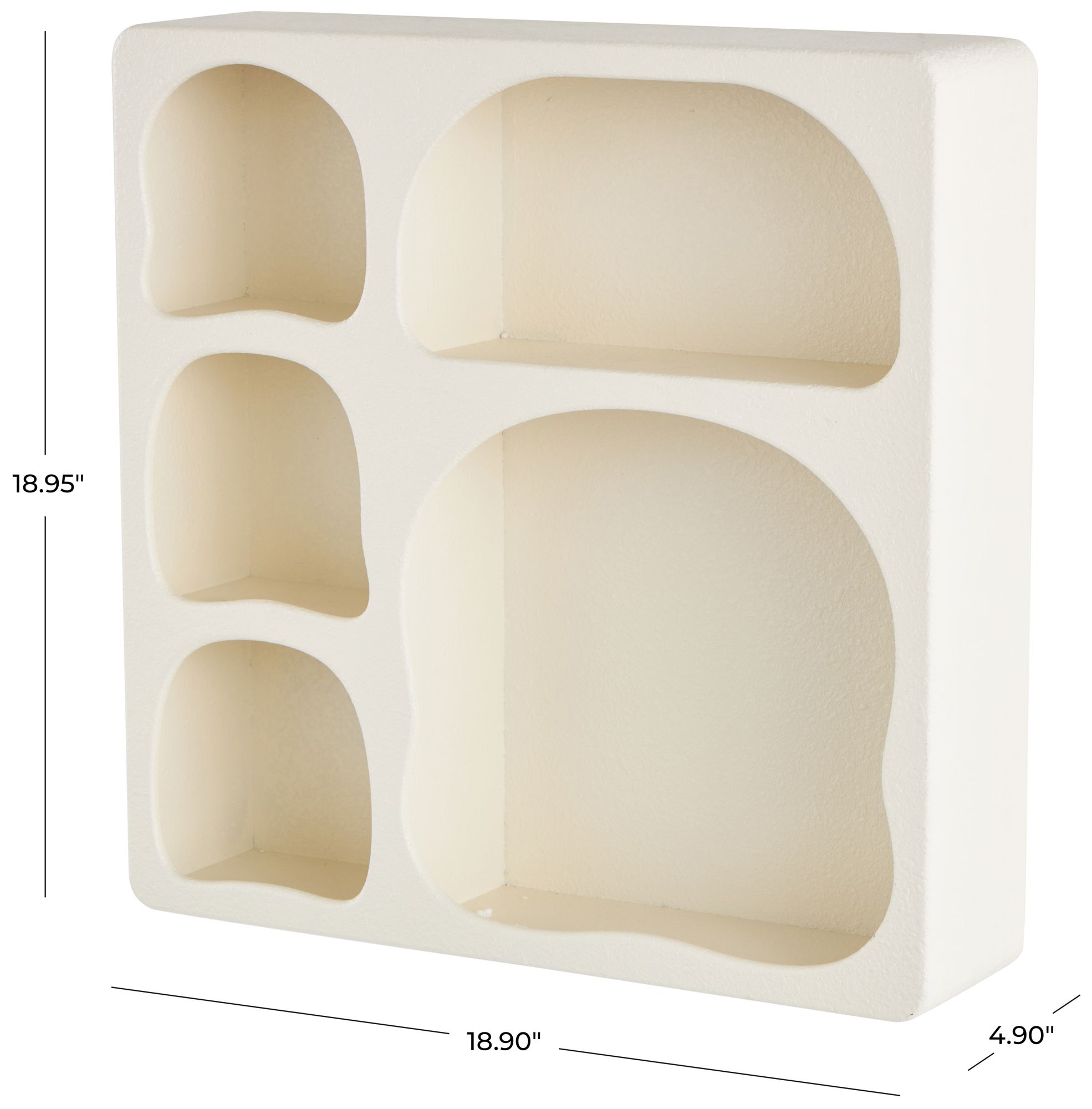 Image 7 Cream Wooden Modern Wall Shelf, 19" x 5" x 19" more views