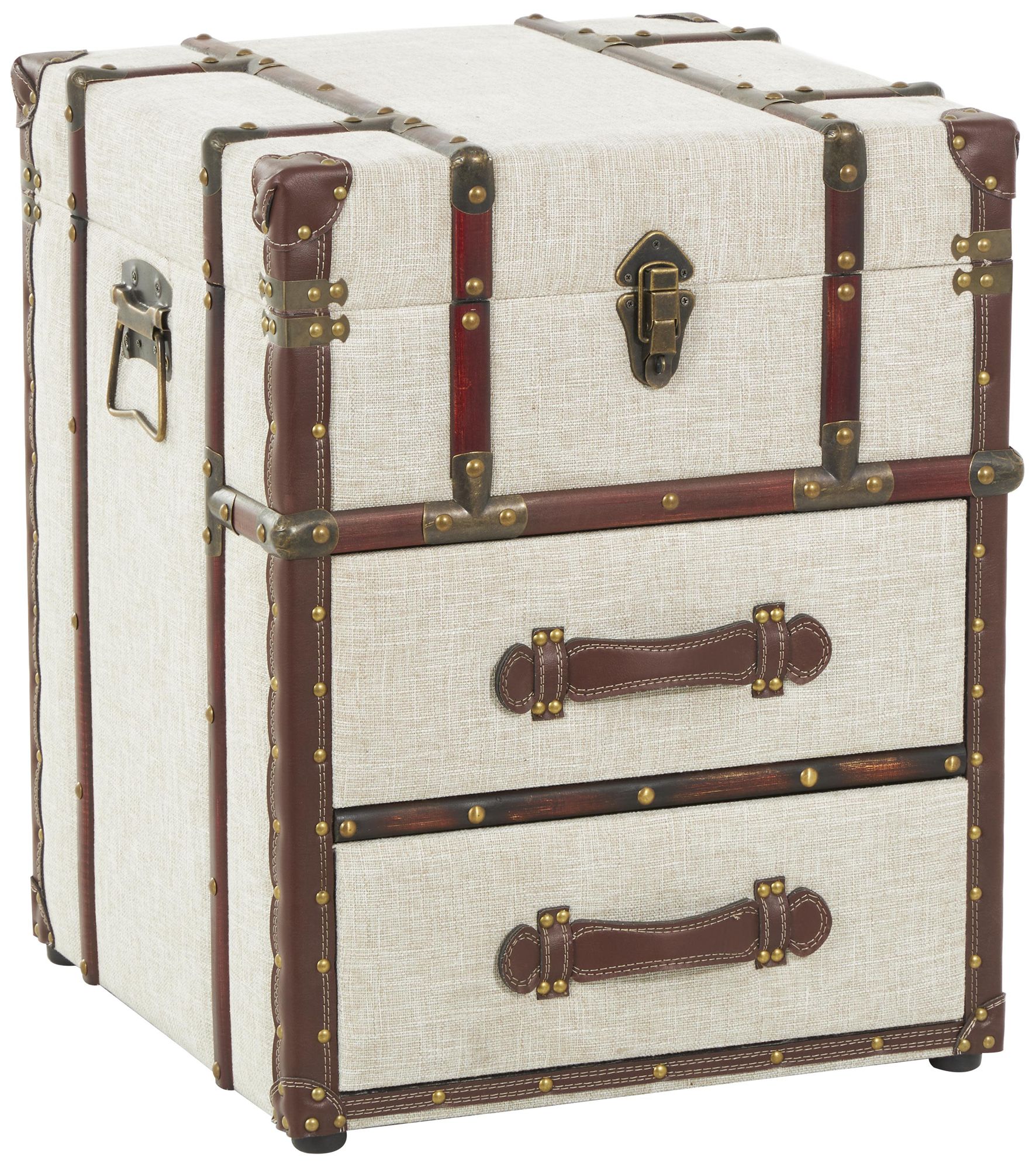 Image 2 Cream Wooden Vintage Accent Table, 19" x 19" x 23"