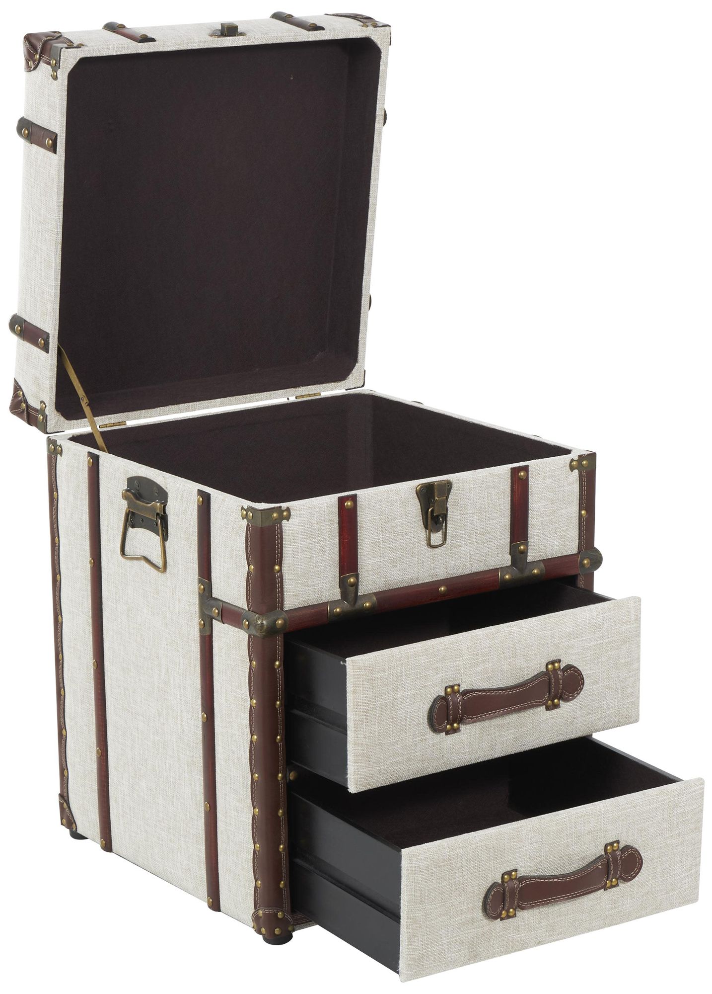 Image 6 Cream Wooden Vintage Accent Table, 19" x 19" x 23" more views