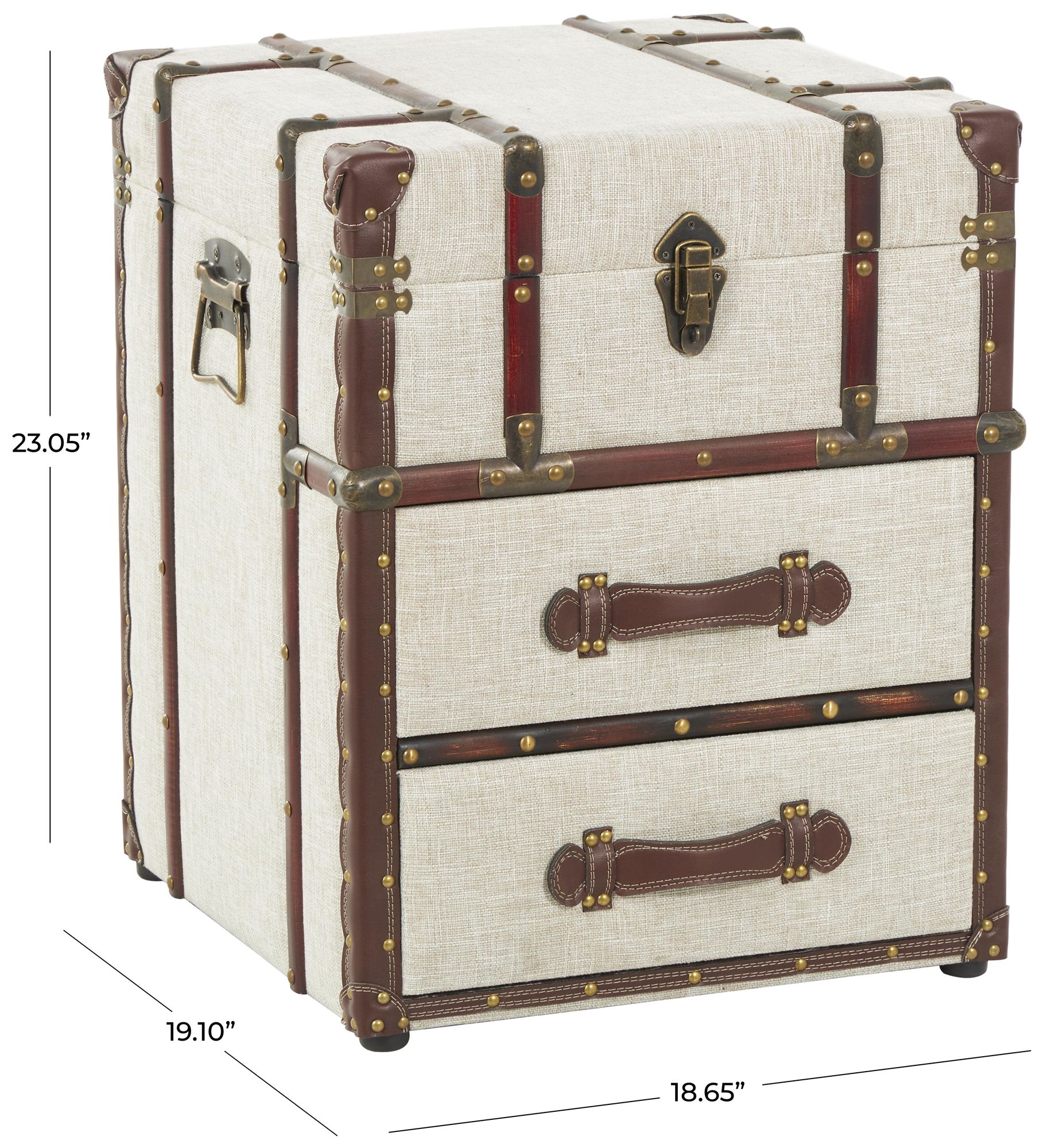 Image 7 Cream Wooden Vintage Accent Table, 19" x 19" x 23" more views