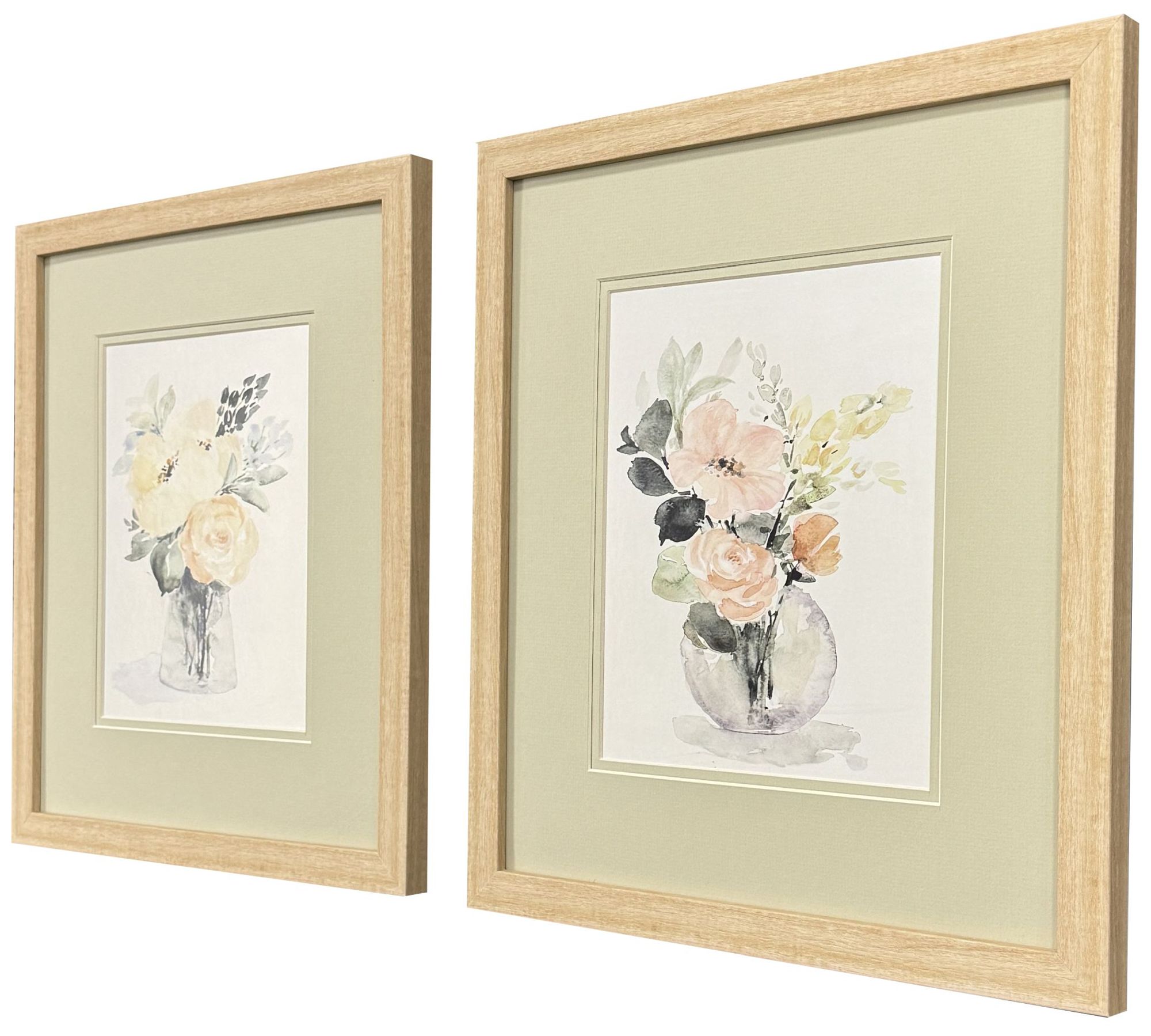 Image 2 Creamy Blooms 15"W x 17"H Traditional Framed Art Set of 2 more views
