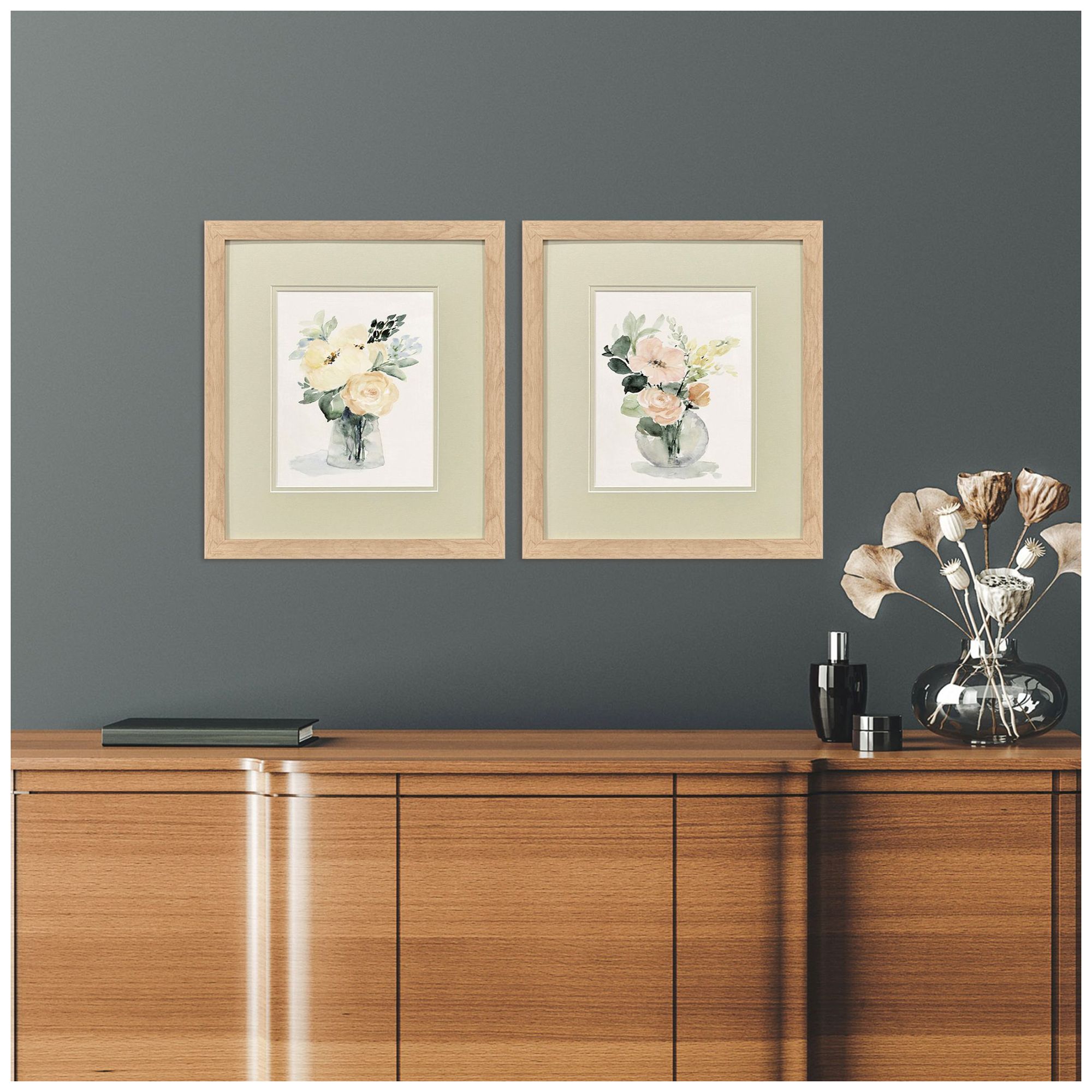 Image 4 Creamy Blooms 15"W x 17"H Traditional Framed Art Set of 2 more views