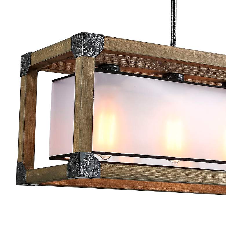 Image 2 Crebason 27 1/2"W Wood and Iron 4-Light Island Chandelier more views
