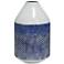 Cree - 14" Checkered Cylinder Metal Vase - White and Blue Distressed F