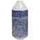 Cree - 20" Checkered Cylinder Metal Vase - White and Blue Distressed F