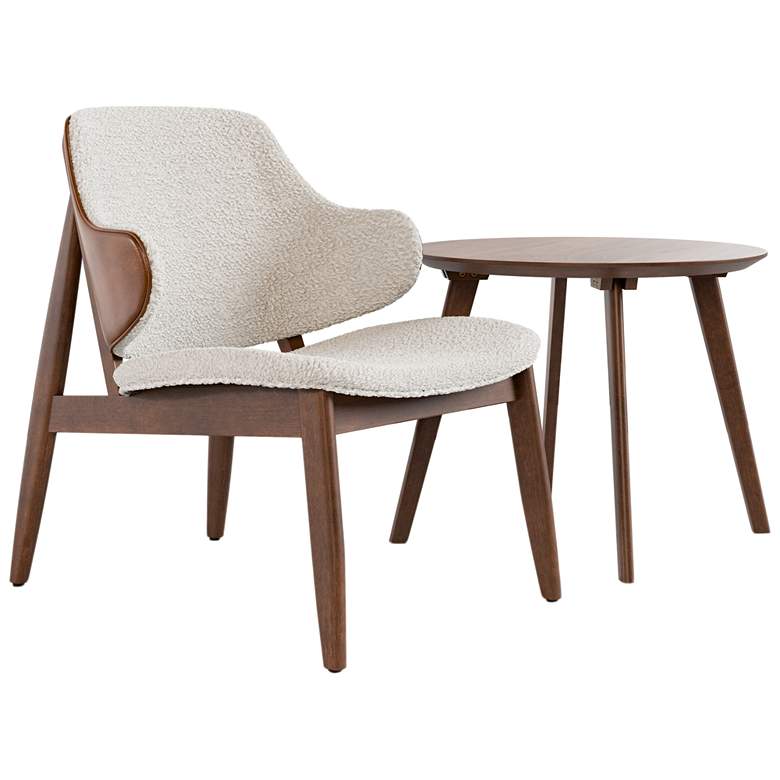 Image 1 Creekside 2-Piece Mid Century Walnut Boucle Accent Wingback Chair Set
