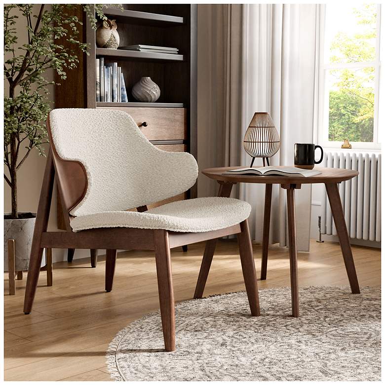 Image 2 Creekside 2-Piece Mid Century Walnut Boucle Accent Wingback Chair Set more views