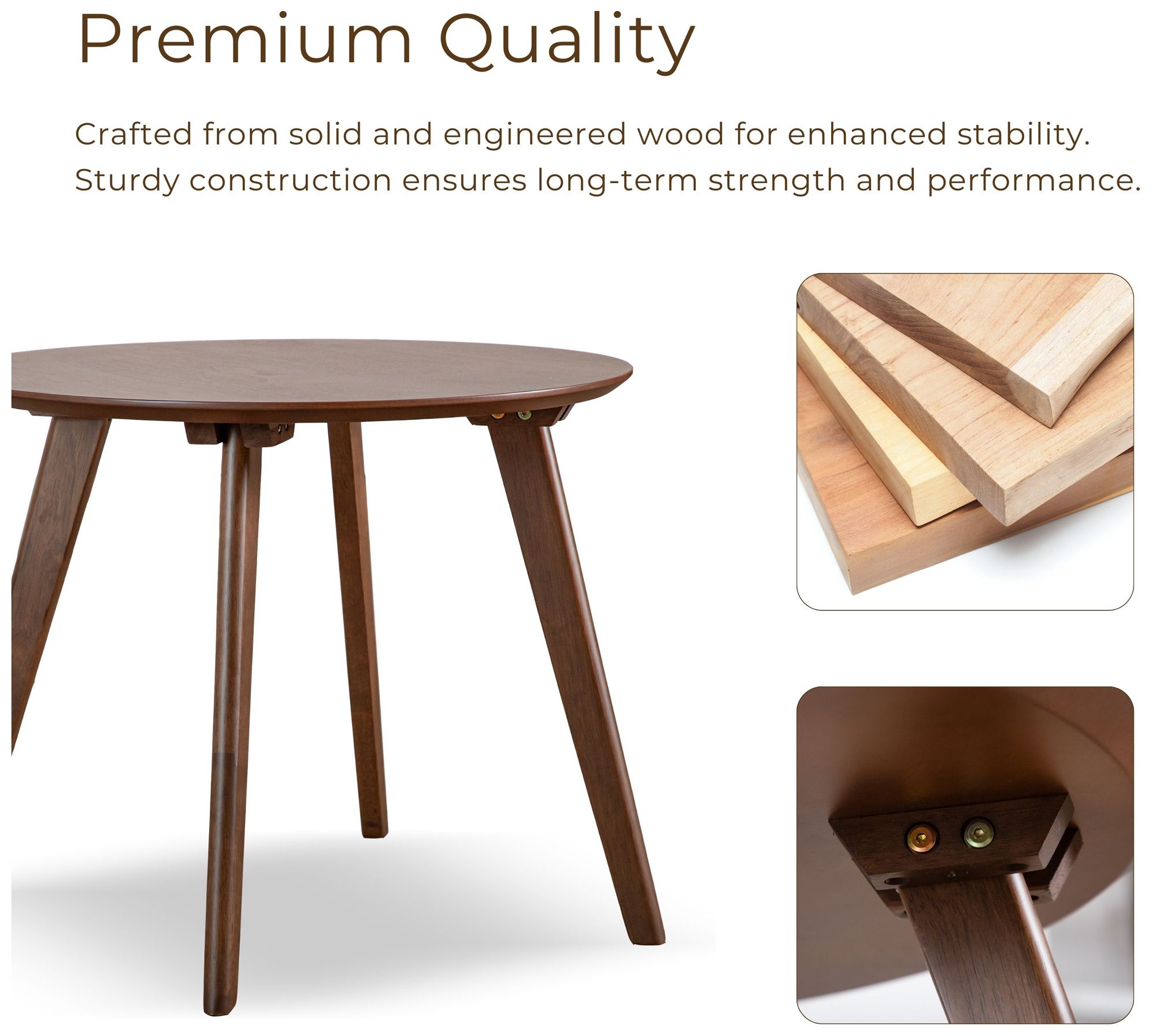 Creekside 23.75" Mid Century Walnut Round Wood Accent Side Table