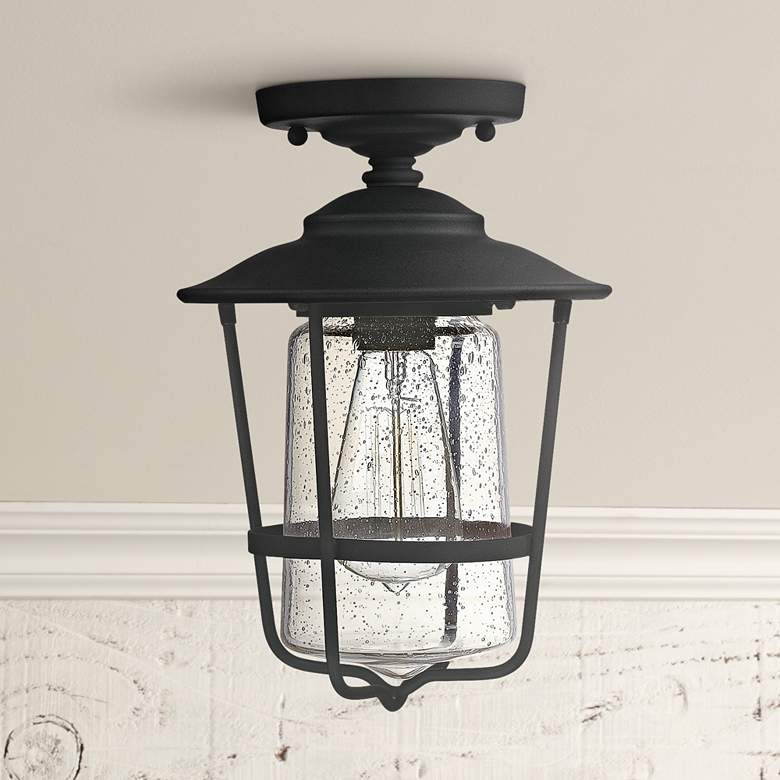 Image 1 Creekside 8 1/4 inchW Black Clear Glass Outdoor Ceiling Light