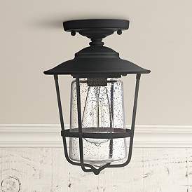 Image1 of Creekside 8 1/4"W Black Clear Glass Outdoor Ceiling Light
