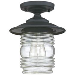 Creekside 8 1/4&quot;W Black Ribbed Glass Outdoor Ceiling Light