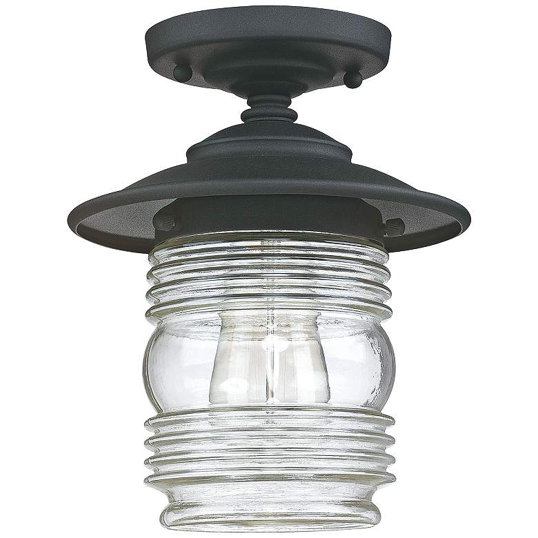Image 2 Creekside 8 1/4"W Black Ribbed Glass Outdoor Ceiling Light