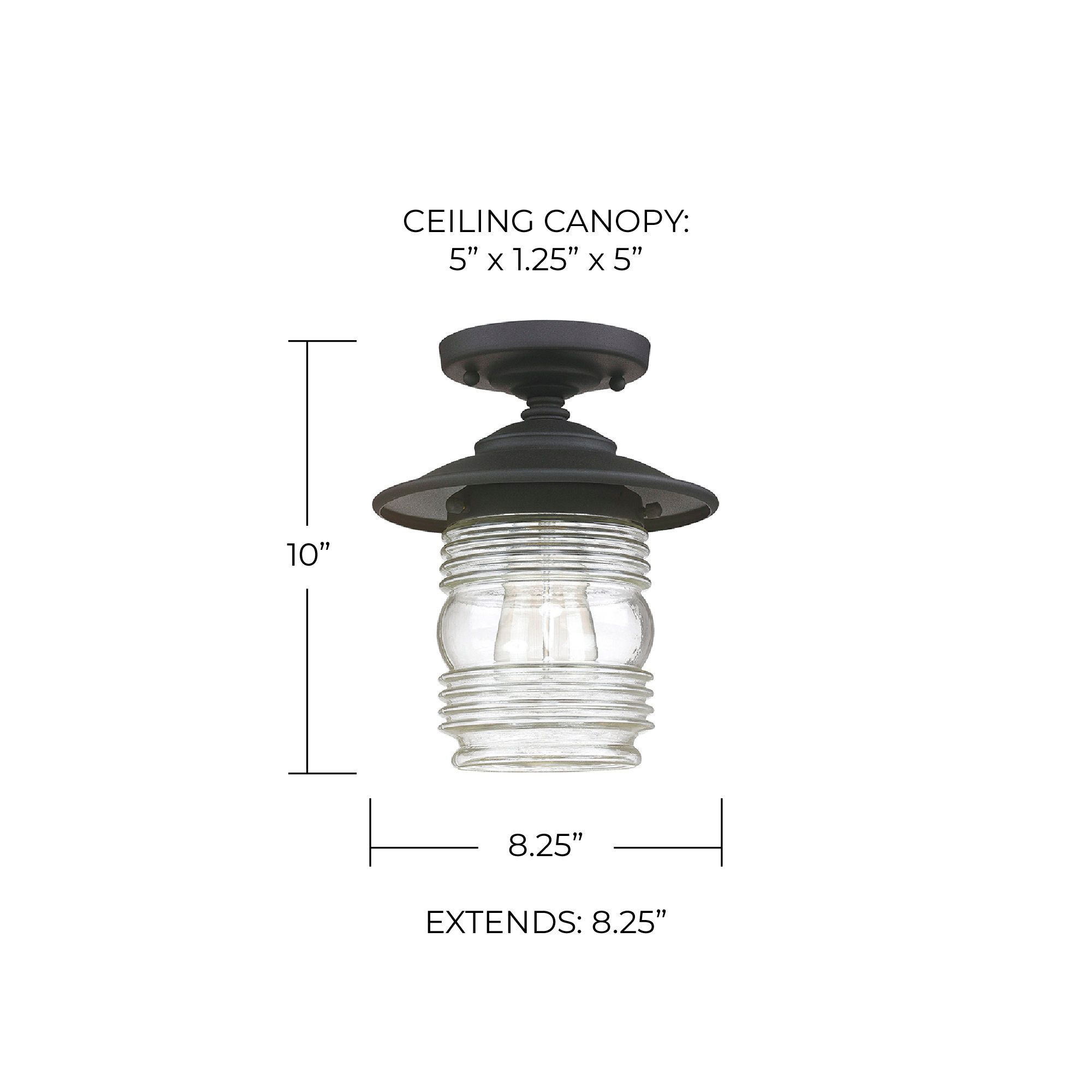 Image 3 Creekside 8 1/4"W Black Ribbed Glass Outdoor Ceiling Light more views