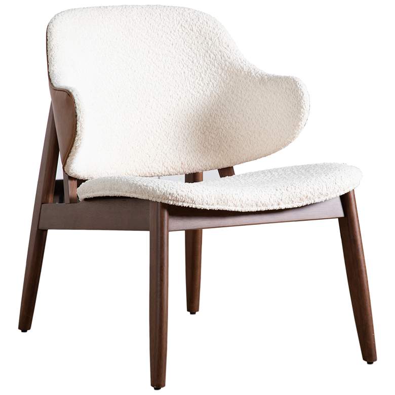 Image 1 Creekside Walnut Boucle Accent Chair With Leatherette Back