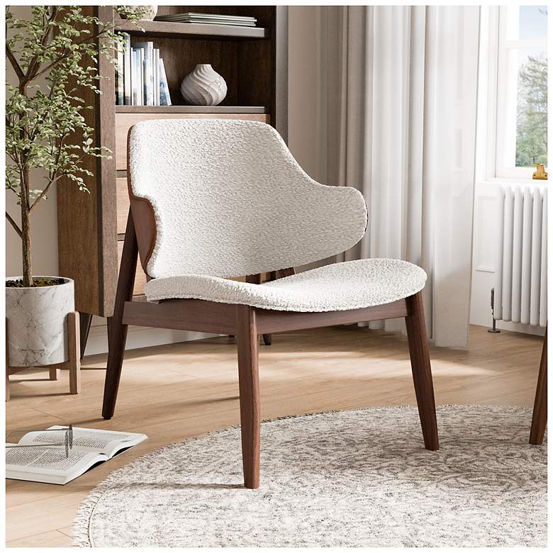 Image 2 Creekside Walnut Boucle Accent Chair With Leatherette Back more views